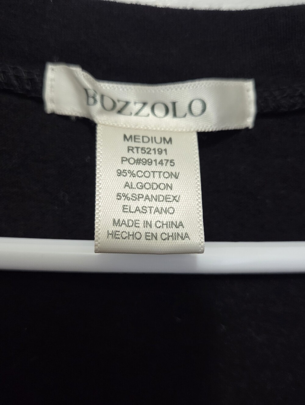 Bozzolo Black V-Neck Short Sleeve Cotton Blend Bodysuit Size Medium Minimalist - Picture 3 of 5